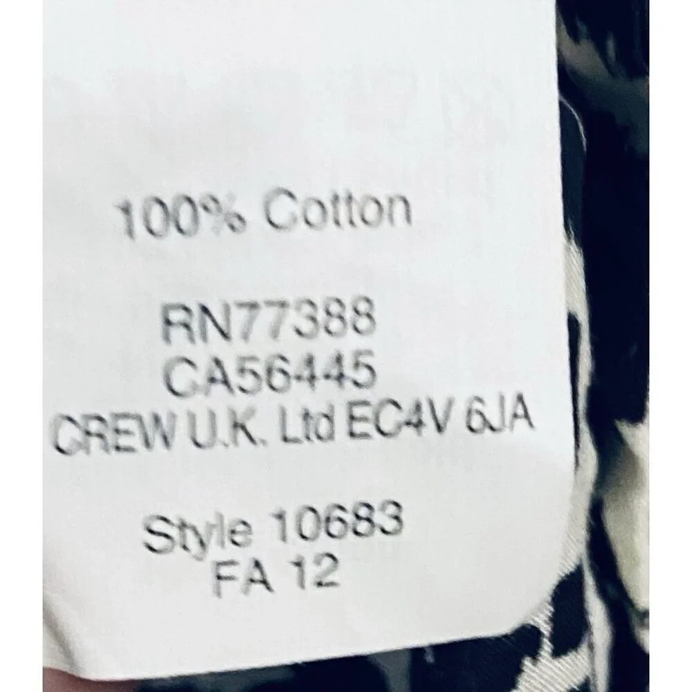 J Crew Top Womens 12 Black White Snow Leopard Boy Fit Button Up Long Sleeve Boho